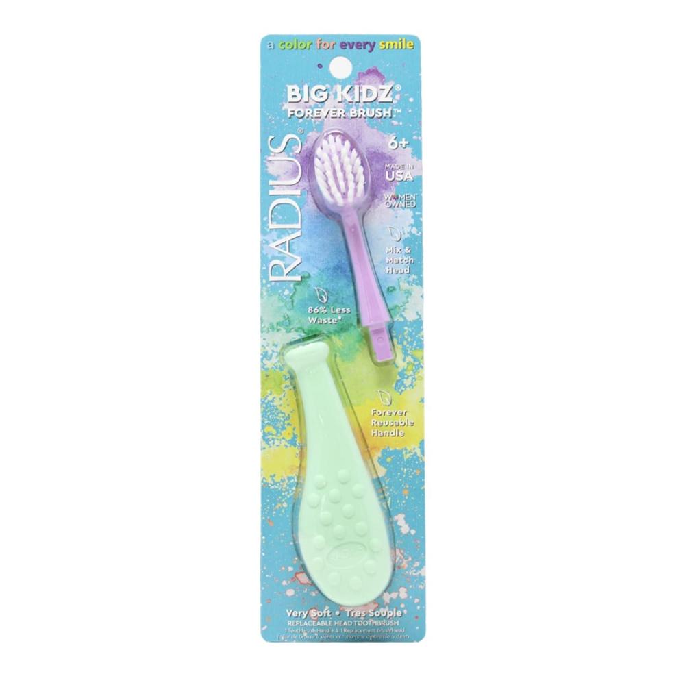 image:imageRadius Big Kidz Forever Brush with Replaceable Head Toothbrush for Children 6 Years and Up BPA Free ADA Accepted for Growing Teeth and Gums  Right and Left Handed Extra SoftMint  Lavender