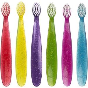 RADIUS Children’s Toothbrush, Totz Brush, Extra Soft Bristles, Green/Coral/Yellow, BPA Free & ADA Accepted, Designed for Delicate Teeth & Gums for Children 18 Months & Up, Pack of 3(Assorted (Blue/ Pink/ Purple/Green/Yellow/Coral))