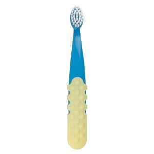 RADIUS Totz Plus Brush Kids Toothbrush Silky Soft BPA Free ADA Accepted Designed for Delicate Teeth & Gums for Children 3 Years & Up – WhiteBlue – Pack of 1(Blue/Yellow)