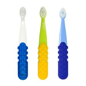 Radius Kids Toothbrush Totz Plus Brush, Silky Soft, Green/Yellow, 1 Count(Bluewhite/ Greenyellow / Blueblue)