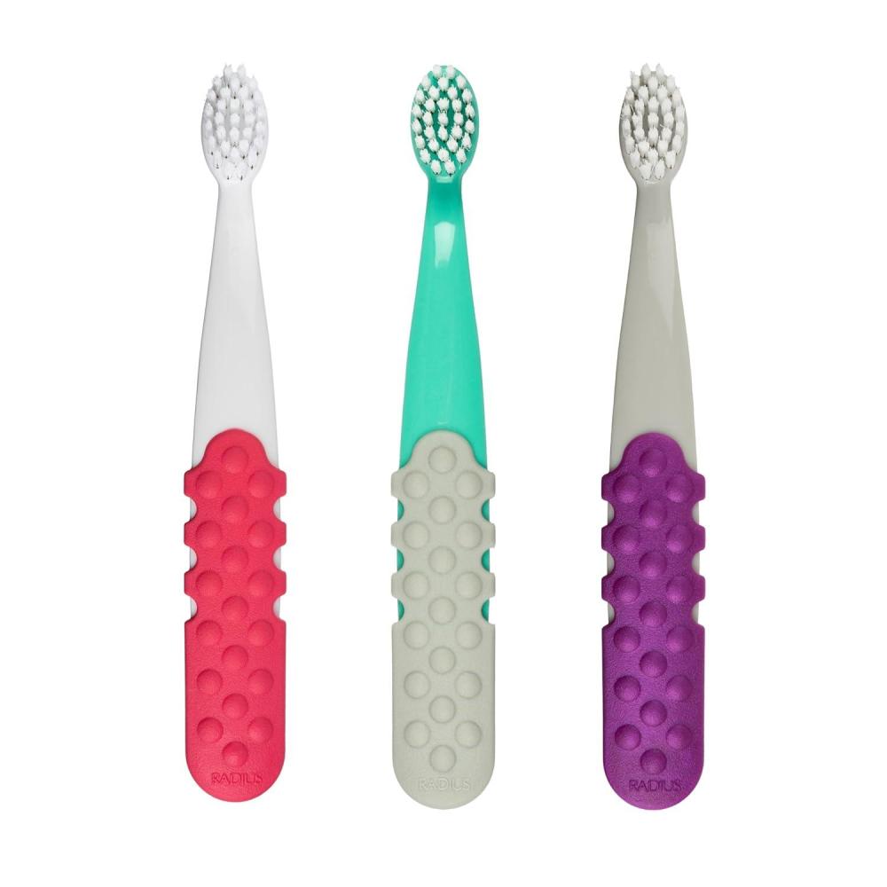 image:imageRADIUS Totz Plus Brush Kids Toothbrush Silky Soft BPA Free ADA Accepted Designed for Delicate Teeth amp Gums for Children 3 Years amp Up  PurpleGrey  Pack of 1Greypurple  Whitecoral Mintgrey